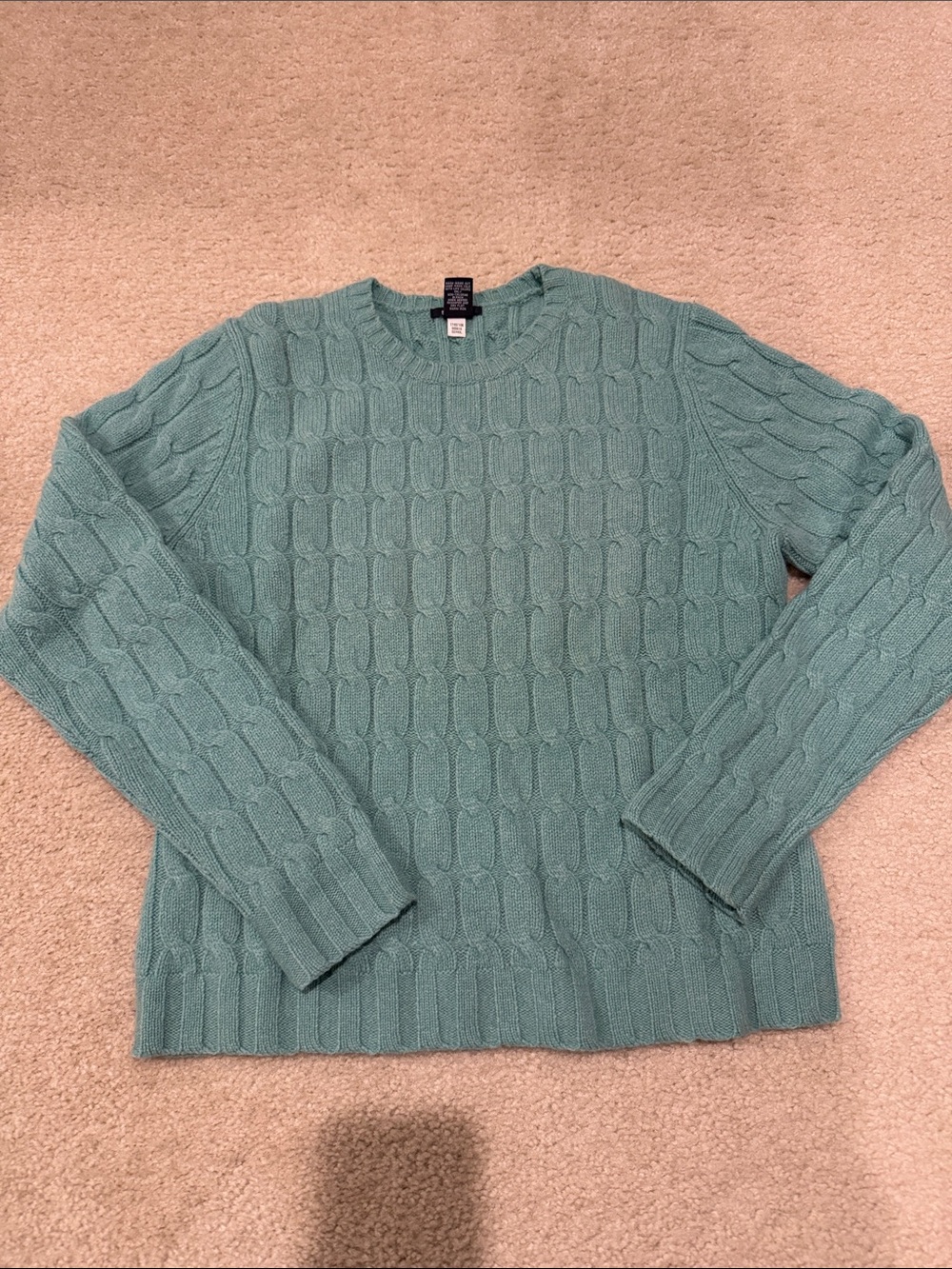 Cable Knit Crewneck Sweater - Seafoam Green